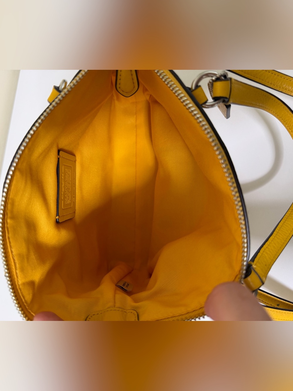 Coach Mini Kelsey Satchel Pebble Leather Mustard Yellow Style# F57563 - Picture 11 of 12